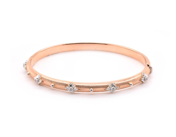 18k Rose and White Gold Diamond Bangle Bracelet