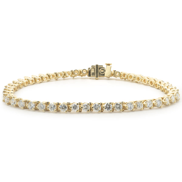 14 Karat Yellow Gold Diamond Tennis Bracelet