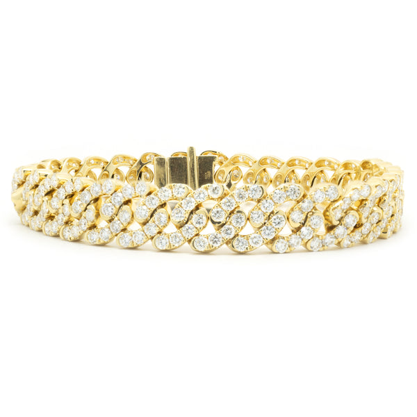 18 Karat Yellow Gold Diamond Cuban Link Bracelet