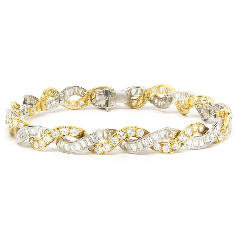 Gold and Diamond Twist Bracelet