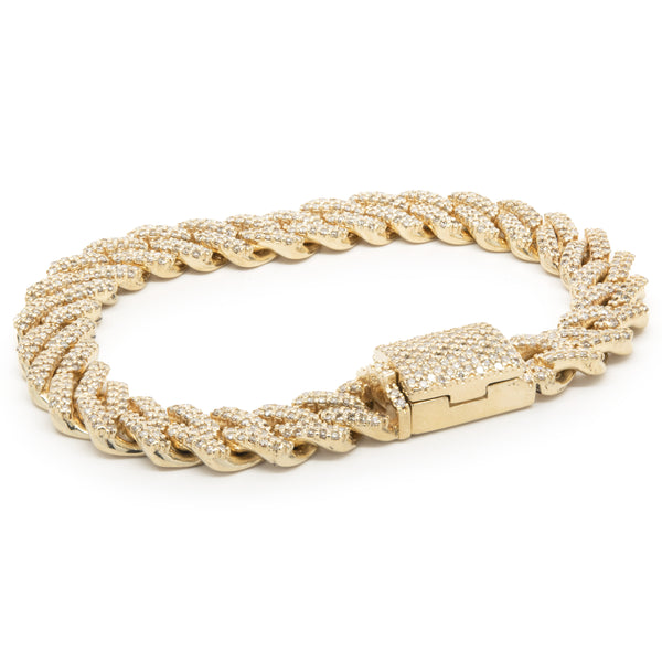 14 Karat Yellow Gold Pave Diamond Miami Cuban Link Bracelet