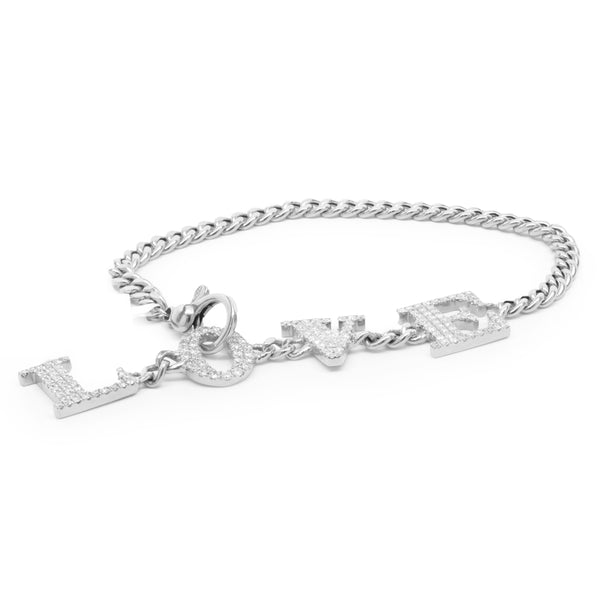 18 Karat White Gold Pave Diamond LOVE Bracelet