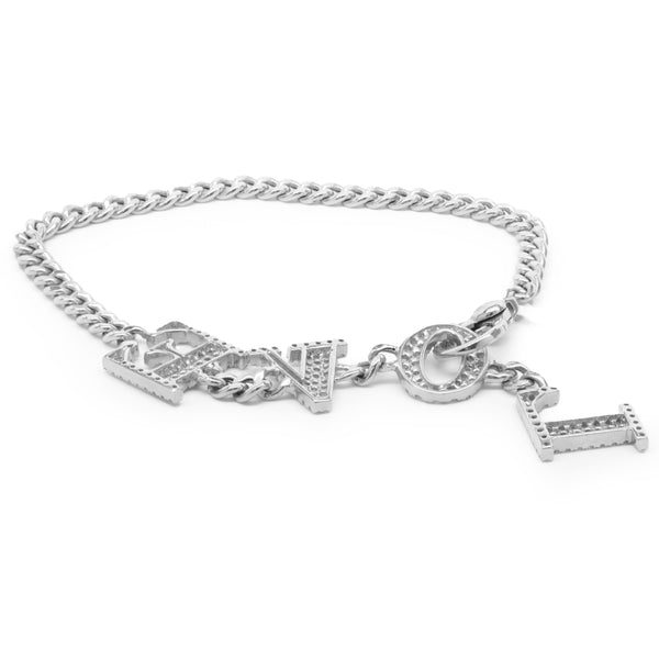 18 Karat White Gold Pave Diamond LOVE Bracelet