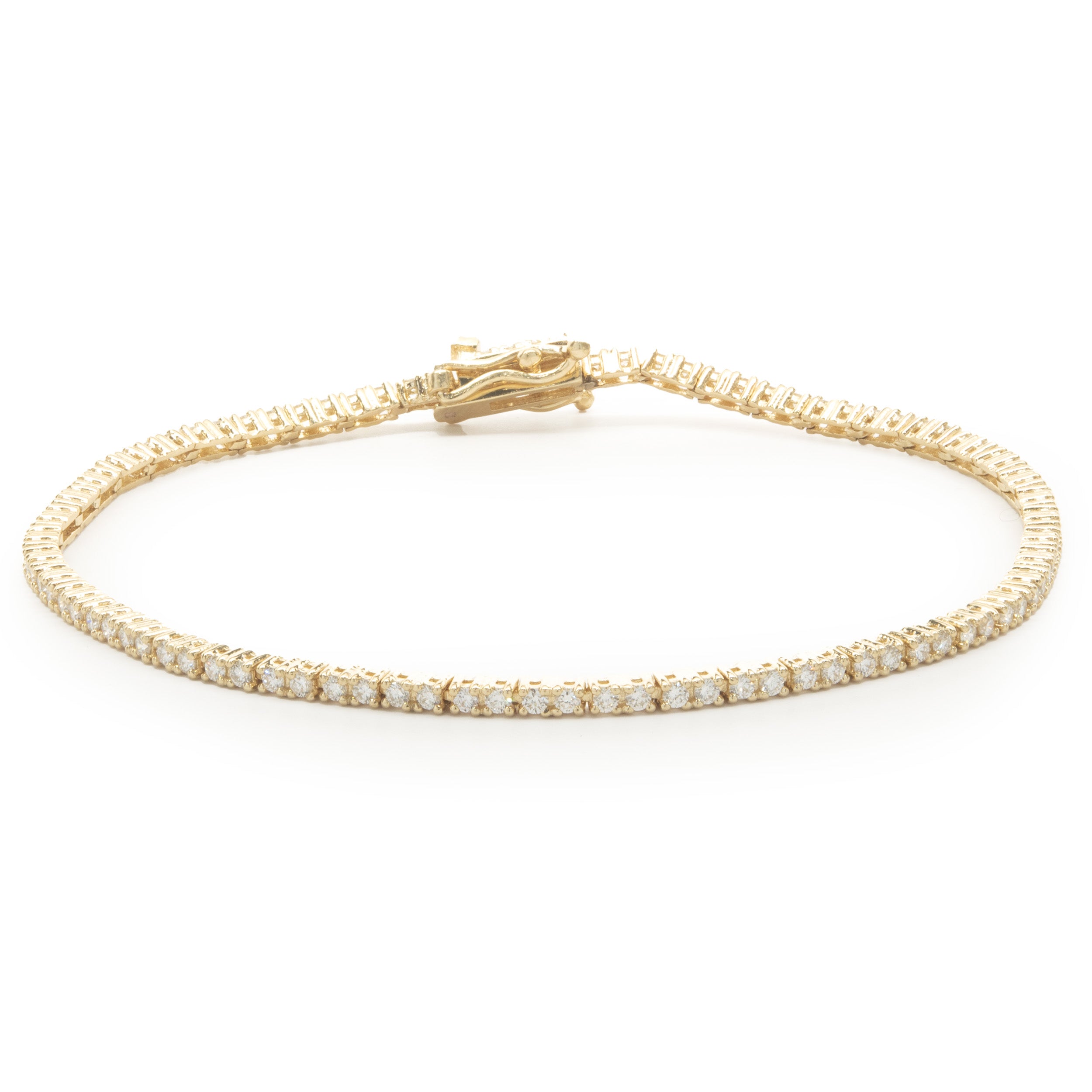 14 Karat Yellow Gold Diamond Tennis Bracelet – The Estate Watch And ...