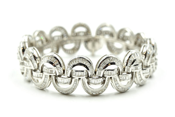 Baguette Diamond 15.00 Carats Bracelet 18k White Gold