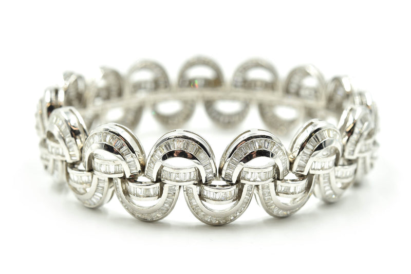 Baguette Diamond 15.00 Carats Bracelet 18k White Gold