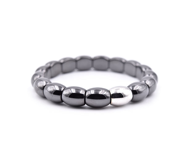 Black Ceramic and 18k White Gold Station Bracelet