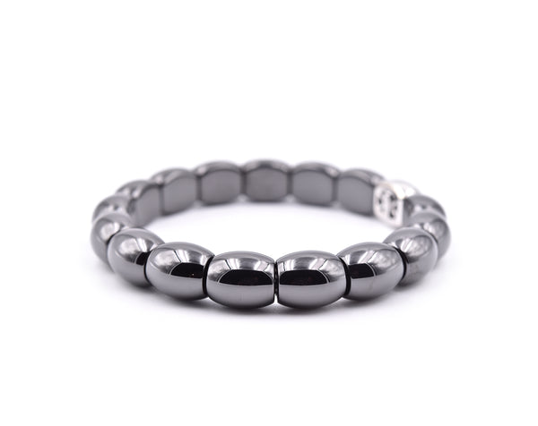 Black Ceramic and 18k White Gold Station Bracelet