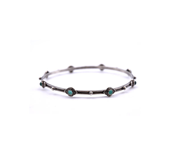 Armenta New World Sterling Silver and Malachite Bangle