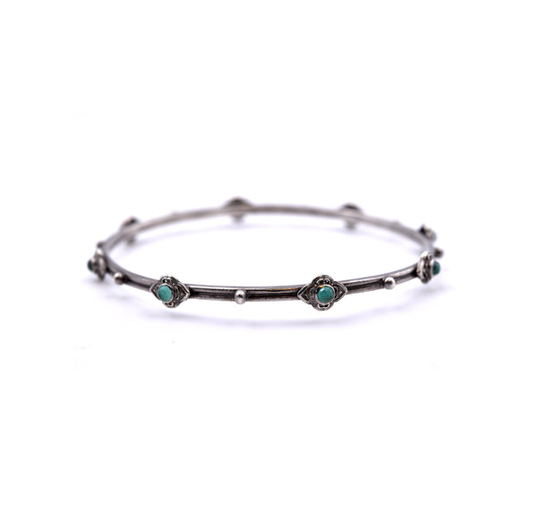 Armenta New World Sterling Silver and Malachite Bangle