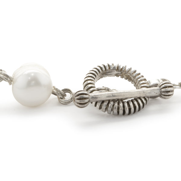 Stephen Dweck Sterling Silver Pearl Station Necklace