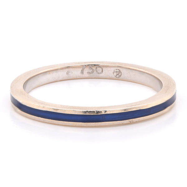 Hidalgo 18k White Gold Blue Enamel Band