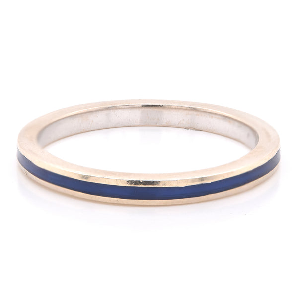 Hidalgo 18k White Gold Blue Enamel Band