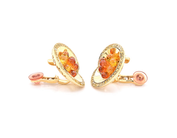 De Grisogono 18 Karat Yellow Gold Citrine and Yellow Diamond Swirl Earrings