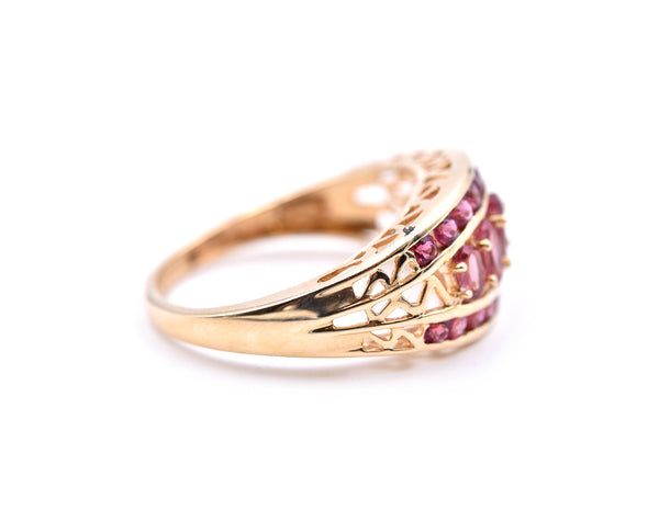 1.70 Carats Pink Tourmaline 14k Yellow Gold Band Ring