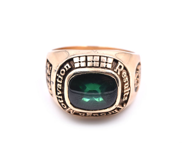 14k Yellow Gold Arby's Synthetic Green Stone Ring