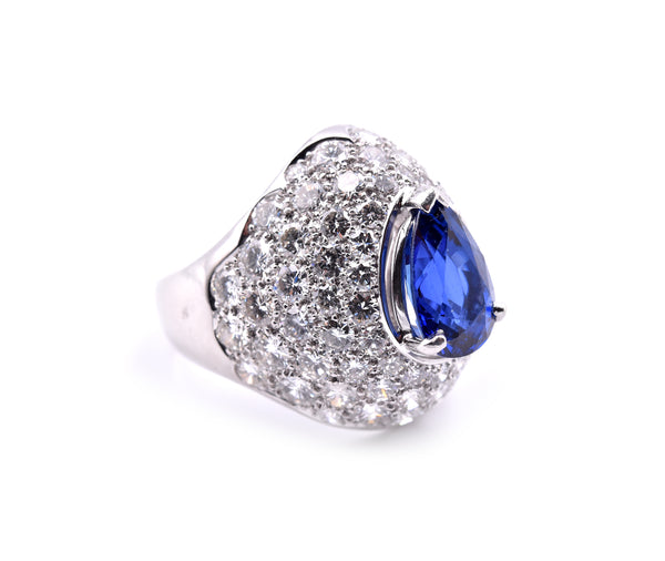 Platinum Sapphire and Diamond Ring