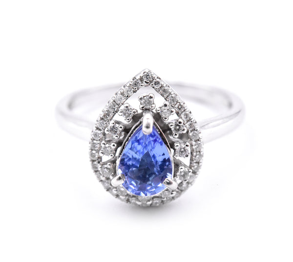 14 Karat White Gold Tanzanite and Diamond Ring