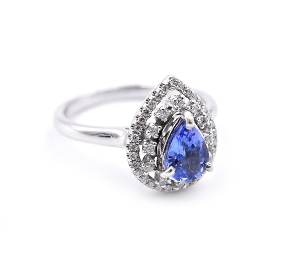 14 Karat White Gold Tanzanite and Diamond Ring