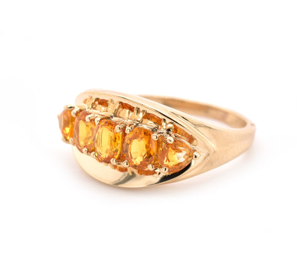 10k Yellow Gold Citrine and Garnet Ring