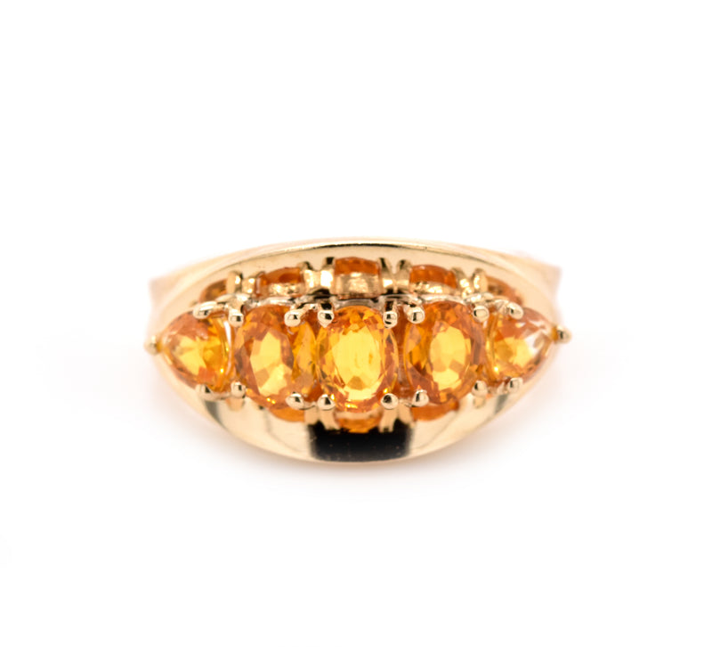 10k Yellow Gold Citrine and Garnet Ring