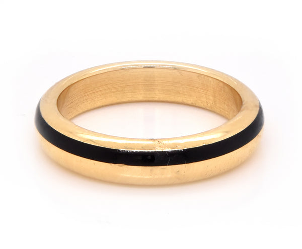 18 Karat Yellow Gold Black Enamel Band