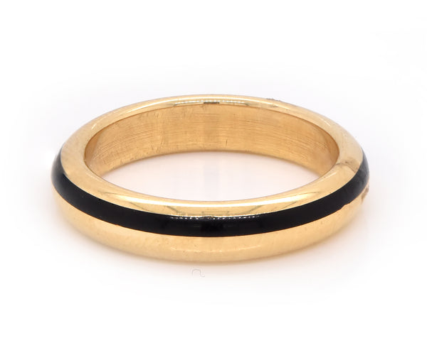 18 Karat Yellow Gold Black Enamel Band