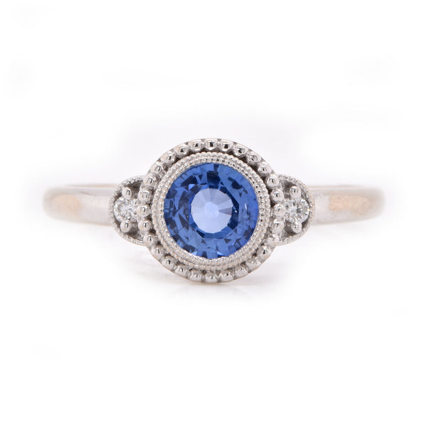 14 Karat White Gold Sapphire and Diamond Ring