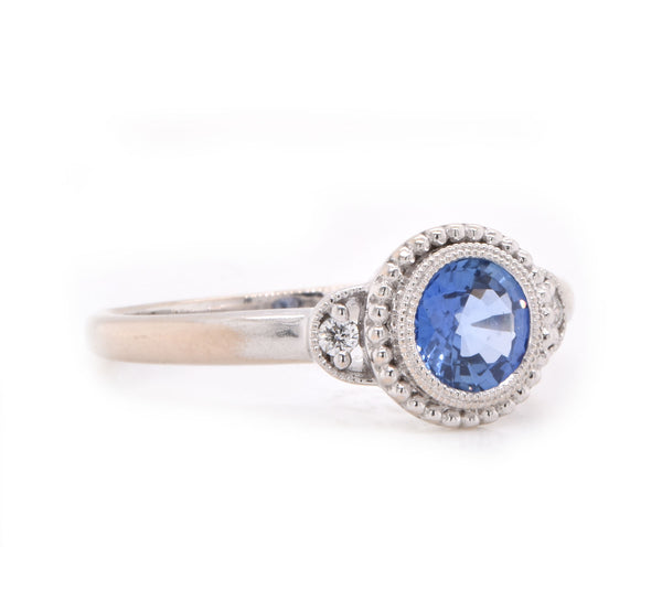 14 Karat White Gold Sapphire and Diamond Ring