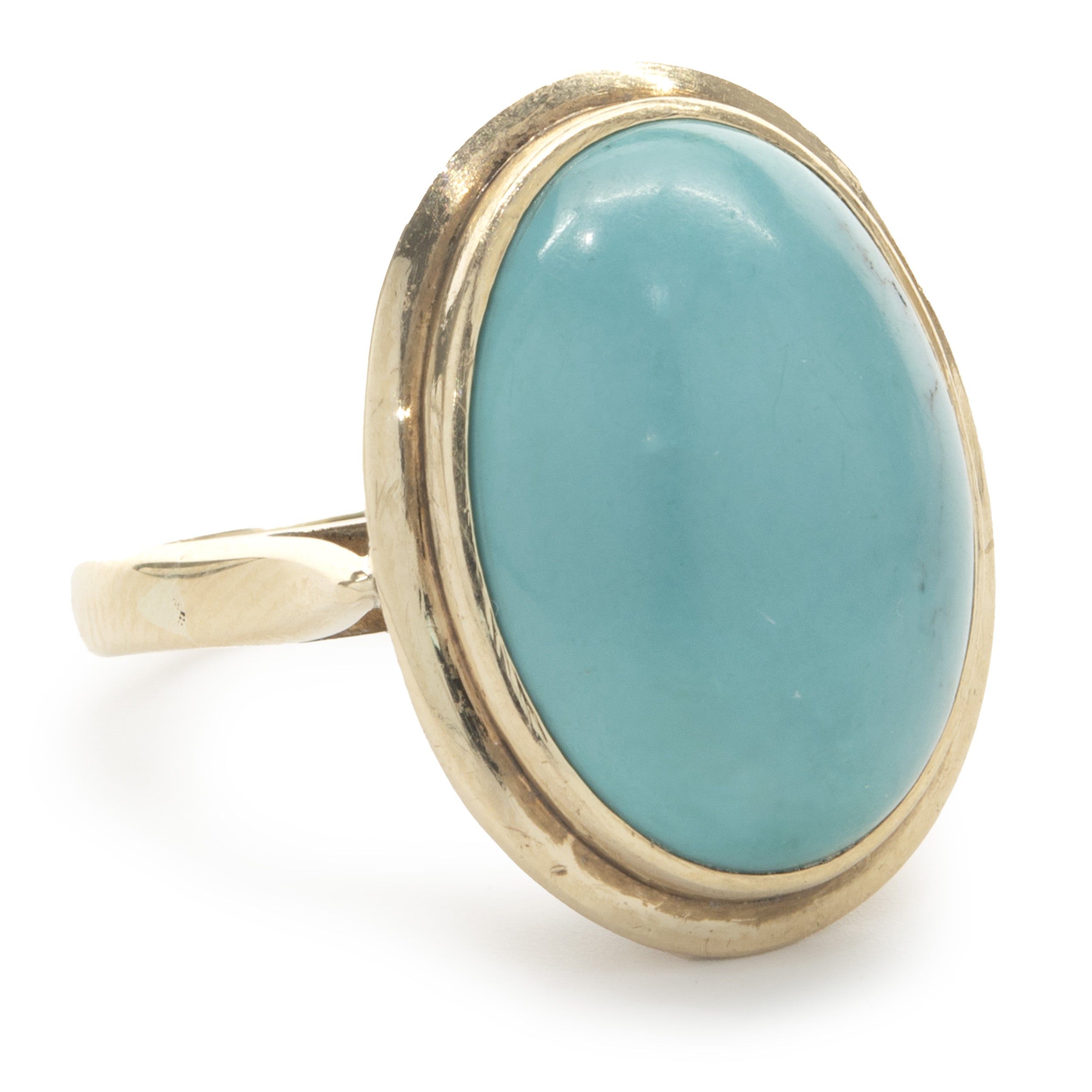 14 Karat Yellow Gold Vintage Turquoise Ring – The Estate Watch And ...