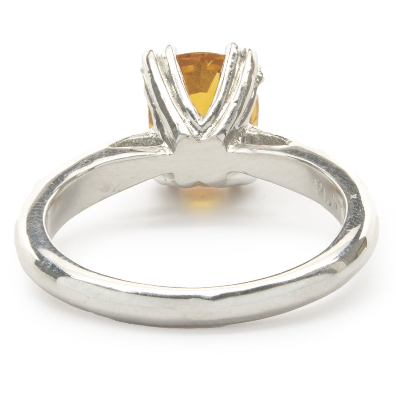 Platinum Golden Sapphire Solitaire Ring