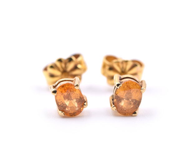 14k Yellow Gold Oval Citrine Stud Earrings