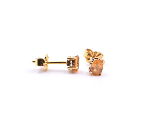 14k Yellow Gold Oval Citrine Stud Earrings