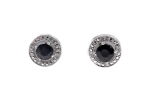 14 Karat White Gold Sapphire and Diamond Stud Earrings