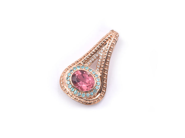 18k Rose Gold Tourmaline and Diamond Pendant