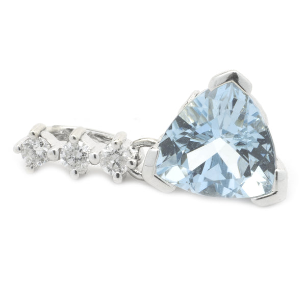 14 Karat White Gold Aquamarine and Diamond Pendant