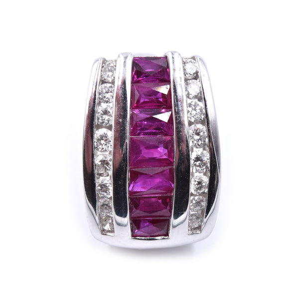 18 Karat White Gold Ruby and Diamond Slide Pendant