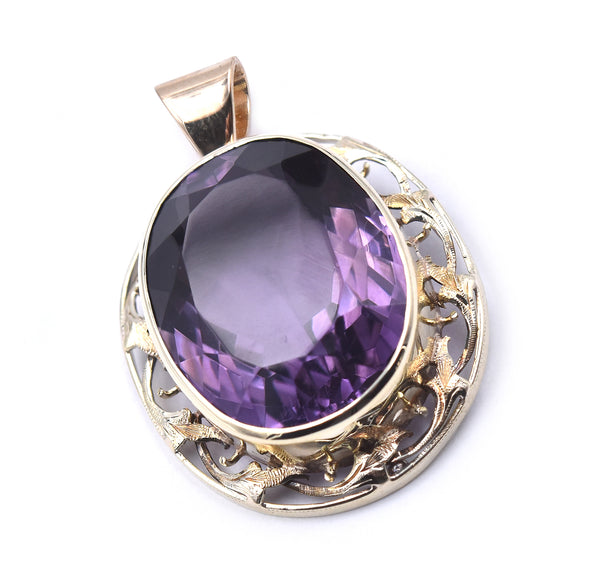 10 Karat Yellow Gold Vintage Amethyst Pendant