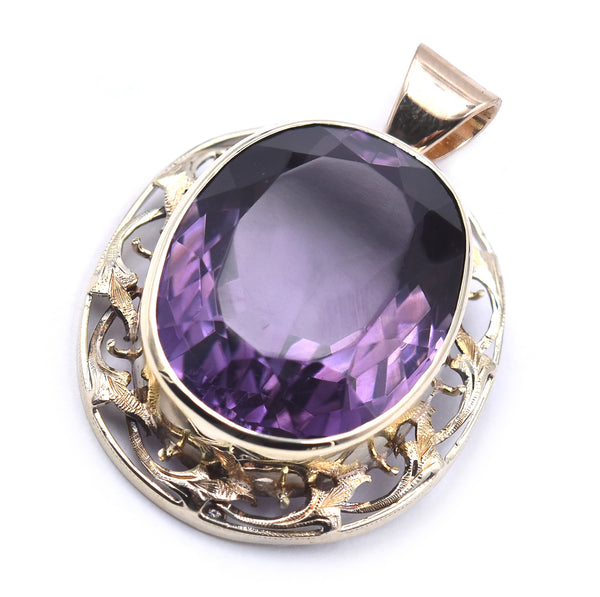 10 Karat Yellow Gold Vintage Amethyst Pendant