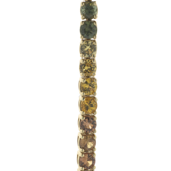 18 Karat Yellow Gold Rainbow Sapphire Tennis Bracelet