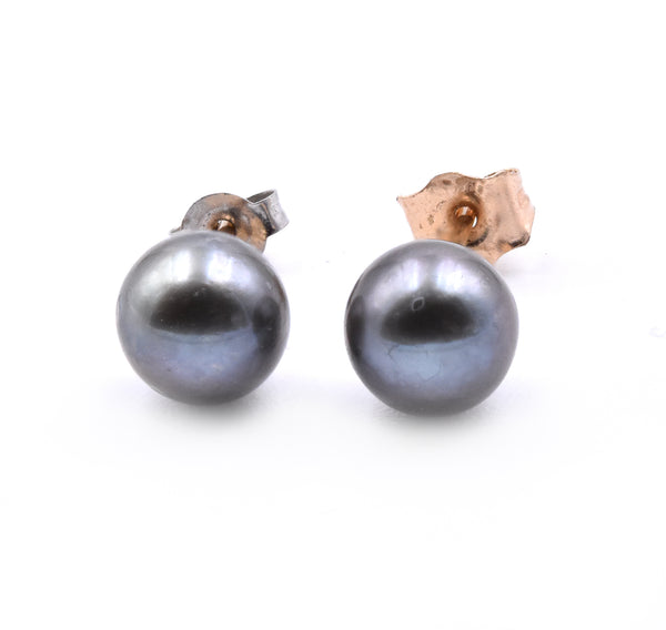 14 Karat Yellow Gold Tahitian Pearl Stud Earrings