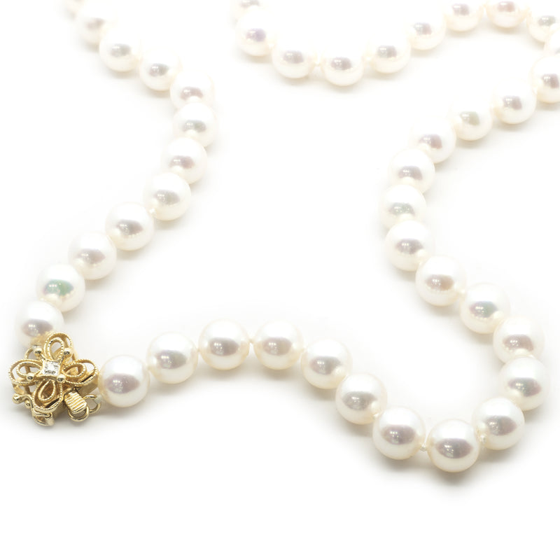 14 Karat Yellow Gold Cultured Pearl Collar Necklace