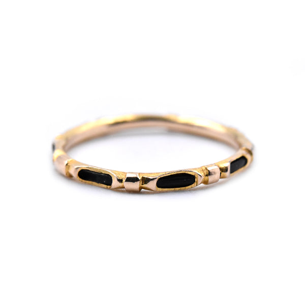 14k Yellow Gold Band Ring with Black Inner Band