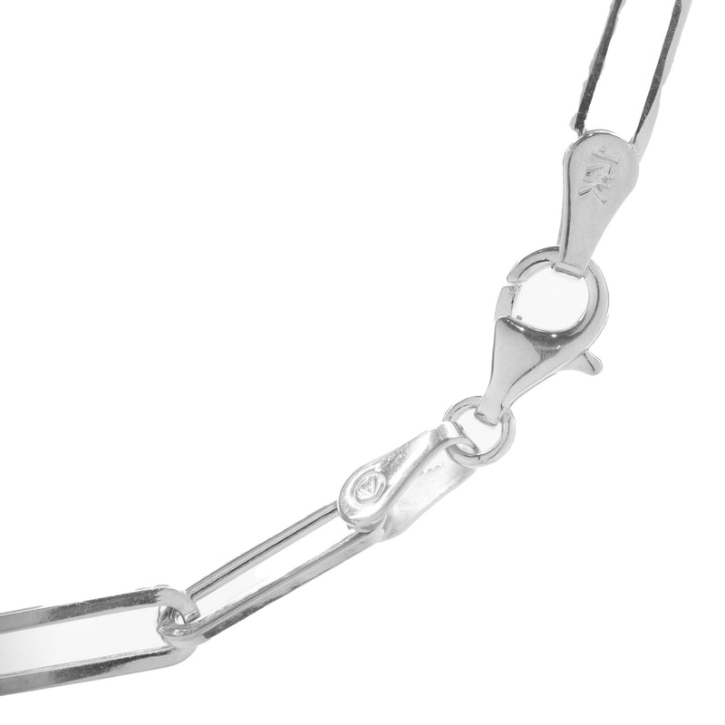 14 Karat White Gold Paperclip Link Chain Necklace