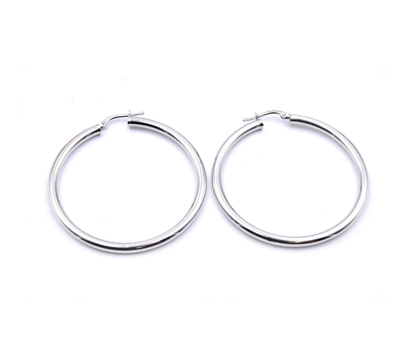 14 Karat White Gold 45MM Hoop Earrings