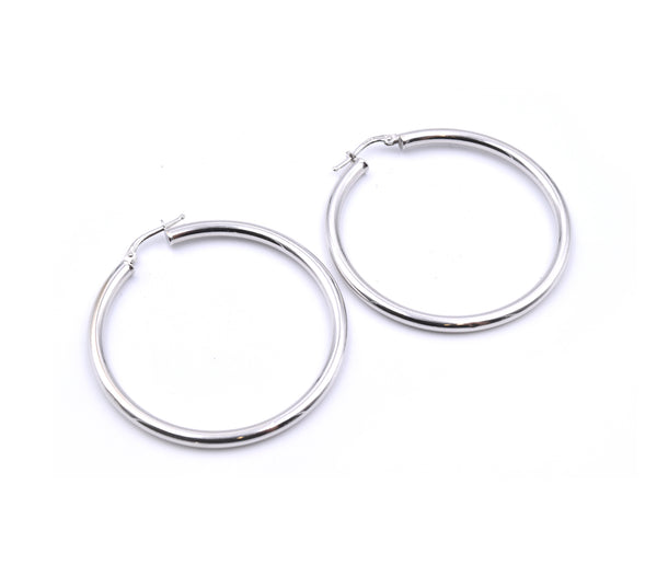 14 Karat White Gold 45MM Hoop Earrings