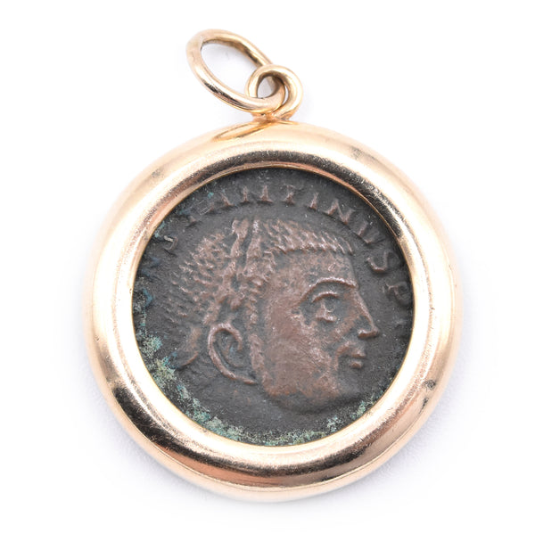 14 Karat Yellow Gold Roman Coin Pendant