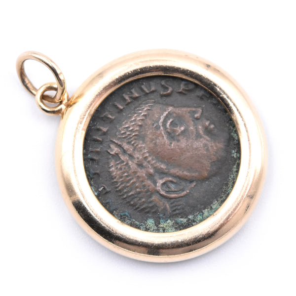 14 Karat Yellow Gold Roman Coin Pendant