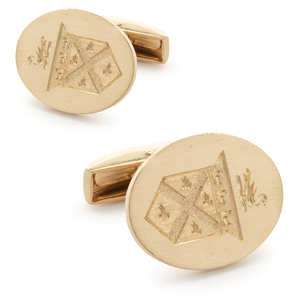 14 Karat Yellow Gold Crest Cufflinks