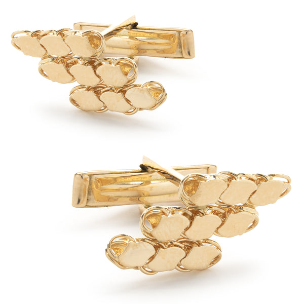 18 Karat Yellow Gold Custom Link Nugget Style Cufflinks